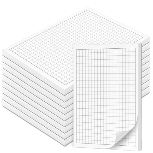 Fantastino® A6 Notizblock Kariert, 10 Stück, 500 Blatt (50 pro Block) 90 g/m² Premium-Papier. Notizblöcke klein, Kariert mit Rand, Schreibblock, mini Notizzettel abreißbar für Büro Haushalt Schule Uni von Fantastino