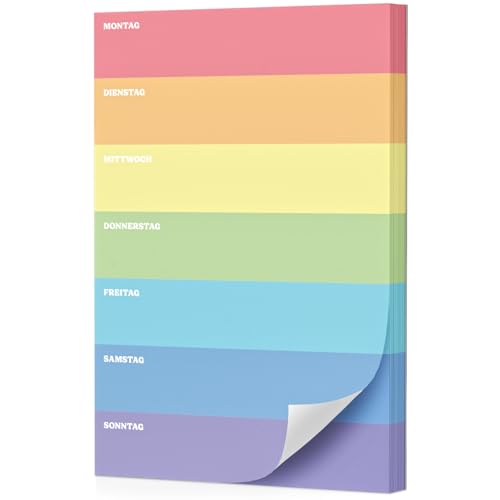 Fantastino® A5 Wochenplaner Block - 66 Blatt (für 15 Monate), Bunte Wochenübersicht im Regenbogendesign ohne festes Datum. Stylischer Notizblock zum Abreißen für Termine, Aufgaben, Erinnerungen von Fantastino