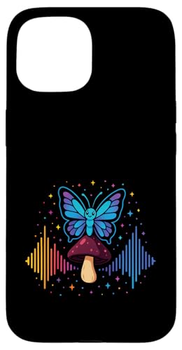 Butterfly Mushroom Soundwave Colorful Nature Magic Hülle für iPhone 15 von Fantasy