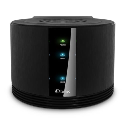 FANTEC 1547 Sq-X2RU3e Externes 2-fach Raid Festplattengehäuse (für 2x 8, 89 cm (3, 5 Zoll) SATA Festplatten, USB 3 SuperSpeed und eSATA, 6G Support, Raid Funktion (0/1/JBOD/Big), 80 mm Lüfter) Schwarz von Fantec