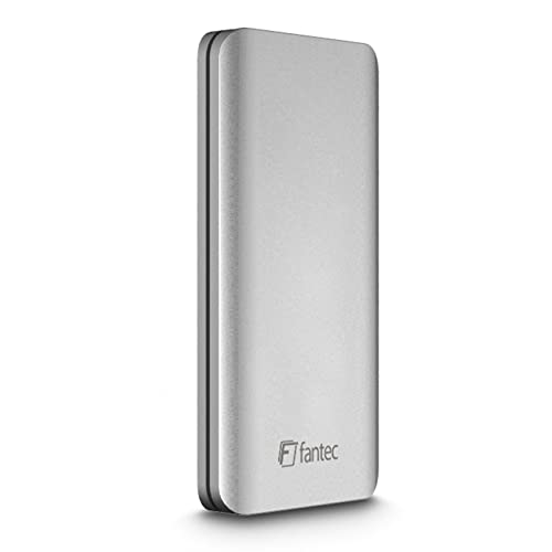 FANTEC 1901 ALU31mSATA Externes Festplattengehäuse für den Einbau einer mSATA SSD, USB,3.1 SUPERSPEED+, Aluminium Aluminium Gehäuse mit LED, silber von Fantec