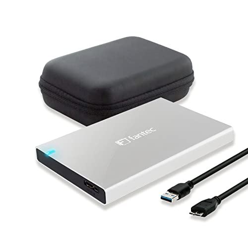 FANTEC ALU-25B31 Externes Festplattengehäuse (für den Einbau einer 6,35 cm (2,5 Zoll) SATA Festplatte oder SSD, USB 3.1 und UASP, Datentransfer bis 10Gbit/s, passive Kühlung, Aluminium Gehäuse) silber von Fantec