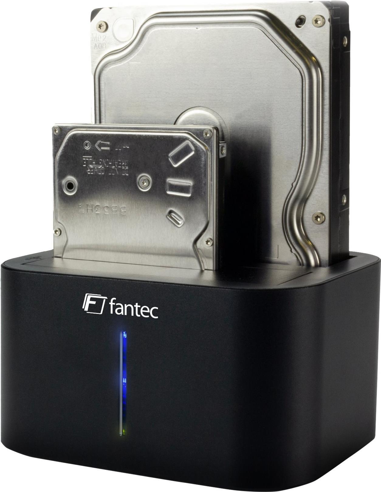 FANTEC DS-X2U3-Alu - HDD / SSD Dockingstation Schächte: 2 - 2.5 / 3.5 gemeinsam genutzt (6,4 cm/8,9 cm gemeinsam genutzt) - SATA 6Gb/s - USB 3.0 - Schwarz von Fantec
