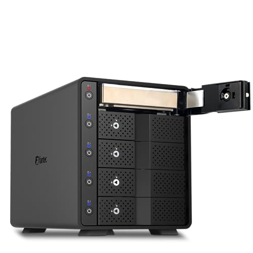 FANTEC 5fach USB3.2 Gen2 10G Festplatten Dockingstation für 5X SATA 3,5/2,5 Zoll SSDs und HDDs. Transferraten bis 10Gbit/sec, kein Werkzeug nötig, USB HUB, 2X USB Kabel. Aluminiumgehäuse schwarz von Fantec