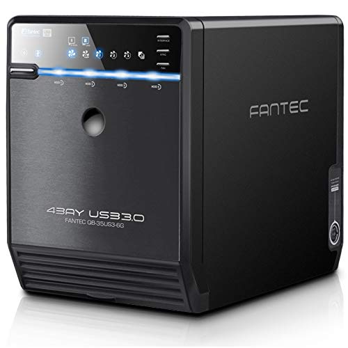 FANTEC QB-35US3-6G Externes 4-fach Festplattengehäuse (für 4x 8, 89 cm (3, 5 Zoll) SATA i/II/III Festplatten, USB 3.0 SuperSpeed und eSATA Anschluss, 6G Support, 80 mm Lüfter Temperaturgeregelt) von Fantec