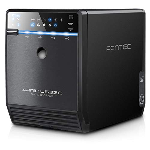 FANTEC Qb-35US3R Externes 4-fach Raid Festplattengehäuse (für 4x 8, 89 cm (3, 5 Zoll) SATA Festplatten, USB 3.0 SuperSpeed und eSATA Anschluss, Raid Funktion (0/1/3/5/10/Big), 80 mm Lüfter) Schwarz von Fantec