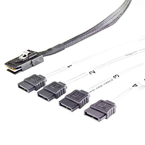 FANTEC SRC-Mini SAS zu 4X SATA Kabel (SAS SFF8087 zu 4X SATA, 6Gbits/s pro Anschluss, für Servergehäuse der SRC-Reihe) von Fantec