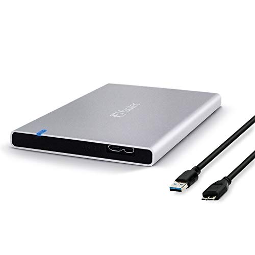 Fantec ALU7MMU3 Externes Festplattengehäuse (für 6, 35 cm (2, 5 Zoll) SATA Festplatte oder SSD, Unterstützt SATA III 6G Festplatten und Usap, USB 3.0 SuperSpeed Anschluss, Aluminium Gehäuse) Silber von Fantec