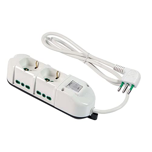 FANTON 481124-B Mehrfachsteckdose 2 zweiwertige Steckdosen für große italienische Stecker - klein und deutsch 4 italienische zweiwertige Steckdosen für kleine/große Stecker von Fanton