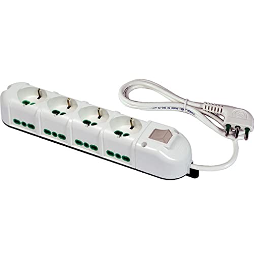 FANTON 481323-B Mehrfachsteckdose 4 zweiwertige Steckdosen für große italienische Stecker - klein und deutsch 8 italienische zweiwertige Steckdosen für kleine/große Stecker von Fanton