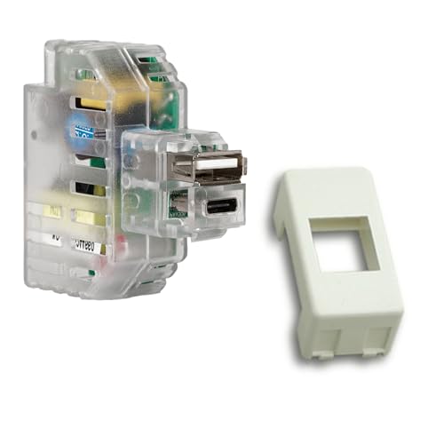 FANTON 82893-37 Kit Netzteil USB A+C 2,4 A Keystone-Anschluss zum Einbau komplett mit Adapter mit Platten und Halterungen GEWISS System von Fanton