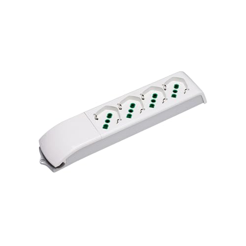 FANTON Steckdosenleiste mit 4 Steckdosen, Schuko und Italienischer Bypass, 16 A, Weiß von Fanton