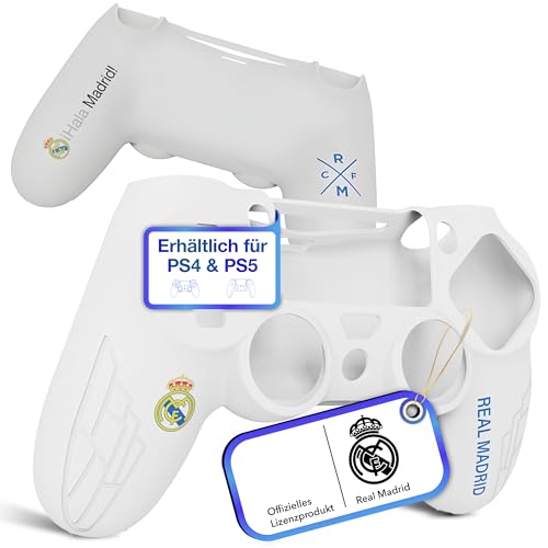Fantroller® PS4 Controller Hülle mit offiziellem Real Madrid Design für maximalen Schutz & Grip I PS4 Controller Case erhältlich in blau & weiß von Fantroller