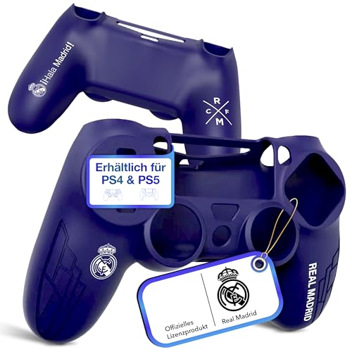 Fantroller® PS4 Controller Hülle mit offiziellem Real Madrid Design für maximalen Schutz & Grip I PS4 Controller Case erhältlich in blau & weiß von Fantroller