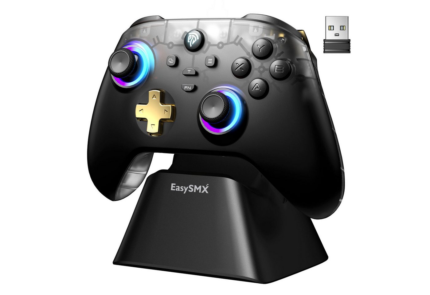 Fanttik PC Controller mit Ladestation, Controller PC Wireless Gaming-Controller (mit Hall Joystick & Hall Trigge, Bluetooth PC Controller für PC/Switch/Handy) von Fanttik