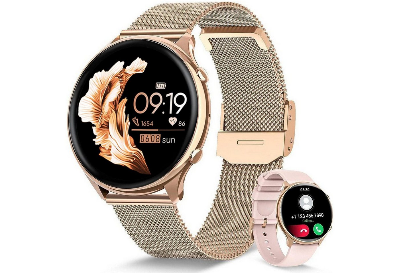 Fanttik Smartwatch, Fitness Tracker Uhr für Damen Herren mit Anruffunktion Smartwatch (3.53 cm cm/1,39 " Zoll, HD Touchscreen) Fitness Tracker Uhr mit 120+Sportmodi, mit 2 Kombinationen von Armbändern, Fitnesstracker mit IP68/Herzfrequenz/SpO2/BlutdruckEchtzeitüberwachung von Fanttik