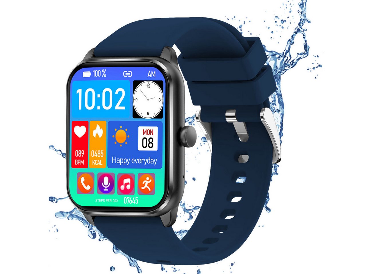 Fanttik Smartwatch Herren Damen, mit Telefonfunktion Smartwatch (1,85 Zoll, TFT-Volltouch) 110+ Sportmodi Sportuhr mit Schrittzähler/Herzfrequenzmonitor, /Schlafmonitor, IP68 Wasserdicht Fitnessuhr für iOS Android von Fanttik