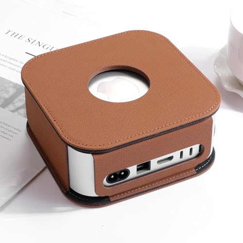 Leder-Schutzhülle für Apple Mac Mini Desktop-Computer M4/M4 Pro 2024 (Braun) von Fanxinzttc