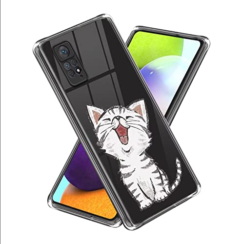 Fanxwu Handyhülle Kompatibel mit Xiaomi Redmi Note 11 Pro 5G/4G Hülle TPU Silikon Weicher Ultra -dünn Muster Cover mit Displayschutzfolie Anti-Kratzer Bumper Schutzhülle - Lachende Katze von Fanxwu