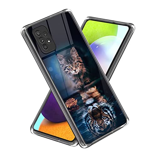 Fanxwu Hülle Kompatibel mit Samsung Galaxy A33 5G Handyhülle mit Displayschutzfolie Weiches TPU Silikon Ultra Dünn Case Anti-Kratzer Stoßfest Schutzhülle, Katze und Tiger von Fanxwu