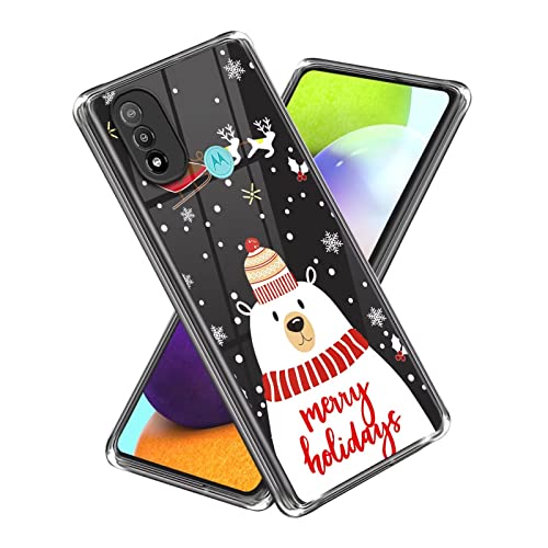 Fanxwu Weihnachten Hülle mit Motorola Moto E20/E30/E40 Handyhülle mit Displayschutzfolie Weiches TPU Silikon Ultra Dünn Case Christmas Muster Anti-Kratzer Schutzhülle,Bär von Fanxwu