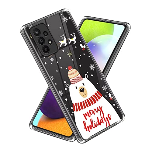 Fanxwu Weihnachten Hülle mit Samsung Galaxy A23 5G/4G Handyhülle mit Displayschutzfolie Weiches TPU Silikon Ultra Dünn Case Christmas Muster Anti-Kratzer Schutzhülle,Bär von Fanxwu