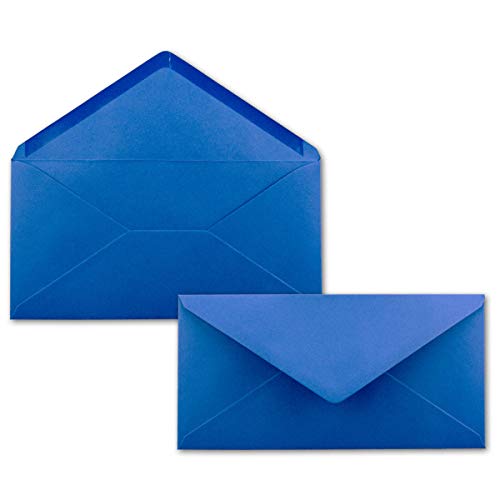 100 Brief-Umschläge Royal-Blau/Königsblau DIN Lang - 110 x 220 mm (11 x 22 cm) - Nassklebung ohne Fenster - Ideal für Einladungs-Karten - Serie FarbenFroh von FarbenFroh by GUSTAV NEUSER