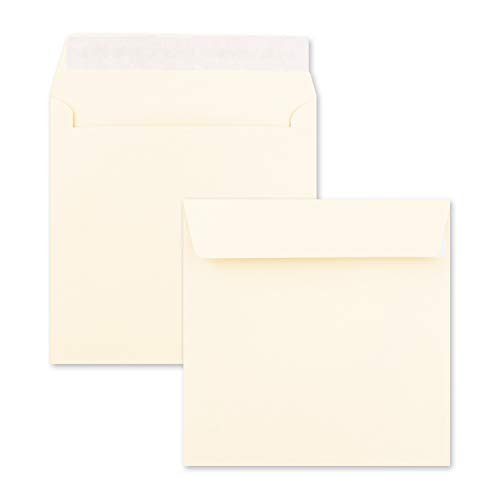 100 x Kuverts in Creme - quadratische Brief-Umschläge - 15,5 x 15,5 cm - Haftklebung - matte Oberfläche - formstabile Post-Umschläge von FarbenFroh by GUSTAV NEUSER