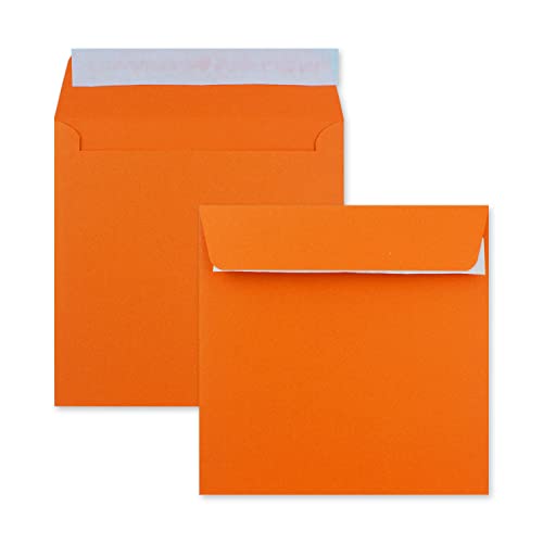 100 x Kuverts in Orange - quadratische Brief-Umschläge - 15,5 x 15,5 cm - Haftklebung - matte Oberfläche - formstabile Post-Umschläge von FarbenFroh by GUSTAV NEUSER