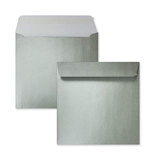 100 x Kuverts in Silber - quadratische Brief-Umschläge - 15,5 x 15,5 cm - Haftklebung - matte Oberfläche - formstabile Post-Umschläge 100 x Kuverts in Silber - quadratische Brief-Umschläge - 15,5 x 15,5 cm - Haftklebung - matte Oberfläche - formstabile Post-Umschläge von FarbenFroh by GUSTAV NEUSER