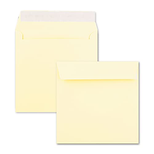 100 x Kuverts in Vanille (Creme, Beige) - quadratische Brief-Umschläge - 15,5 x 15,5 cm - Haftklebung - matte Oberfläche - formstabile Post-Umschläge von FarbenFroh by GUSTAV NEUSER