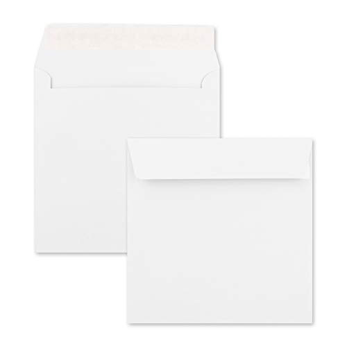 100 x Kuverts in Weiss - quadratische Brief-Umschläge - 15,5 x 15,5 cm - Haftklebung - matte Oberfläche - formstabile Post-Umschläge von FarbenFroh by GUSTAV NEUSER