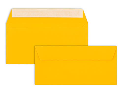 1000 Brief-Umschläge DIN Lang - Honiggelb - 110 g/m² - 11 x 22 cm - sehr formstabil - Haftklebung - Qualitätsmarke: FarbenFroh by GUSTAV NEUSER von FarbenFroh by GUSTAV NEUSER