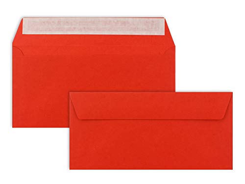 1000 Brief-Umschläge DIN Lang - leuchtendes Rot - 110 g/m² - 11 x 22 cm - sehr formstabil - Haftklebung - Qualitätsmarke: FarbenFroh by GUSTAV NEUSER von FarbenFroh by GUSTAV NEUSER