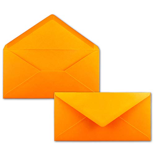 1000 Brief-Umschläge Orange DIN Lang - 110 x 220 mm (11 x 22 cm) - Nassklebung ohne Fenster - Ideal für Einladungs-Karten - Serie FarbenFroh von FarbenFroh by GUSTAV NEUSER