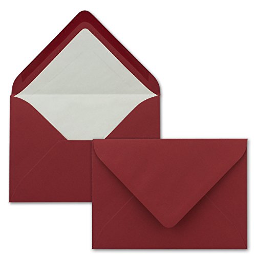 1000 Briefumschläge in Dunkel-Rot mit weißem Innenfutter - Kuverts in DIN B6 Format - 12,5 x 17,6 cm - Seidenfutter - Nassklebung von FarbenFroh by GUSTAV NEUSER