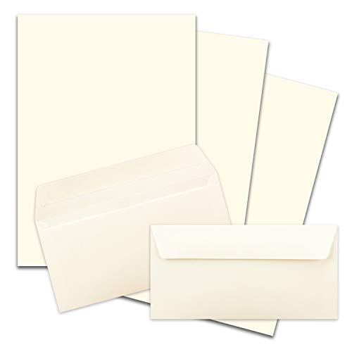 1000x Briefpapier Set DIN A4 mit DIN Lang Briefumschlägen, Haftklebung - Naturweiß - mattes Schreibpapier mit Kuverts - FarbenFroh by GUSTAV NEUSER von FarbenFroh by GUSTAV NEUSER