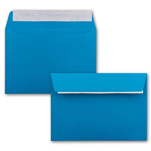 1000x Briefumschläge Azur-Blau DIN C6 Format 11,4 x 16,2 cm - Haftklebung - Kuverts ohne Fenster - Weihnachten, Grußkarten & Einladungen - Für A6 & A4 Papier von FarbenFroh by GUSTAV NEUSER