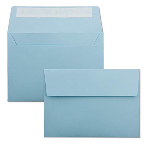 1000x Briefumschläge Hell-Blau DIN C6 Format 11,4 x 16,2 cm - Haftklebung - Kuverts ohne Fenster - Weihnachten, Grußkarten & Einladungen - Für A6 & A4 Papier von FarbenFroh by GUSTAV NEUSER