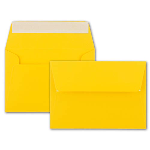 100x Brief-Umschläge B6 - Honiggelb - 12,5 x 17,5 cm - Haftklebung 120 g/m² - breite edle Verschluss-Lasche - hochwertige Einladungs-Umschläge von FarbenFroh by GUSTAV NEUSER