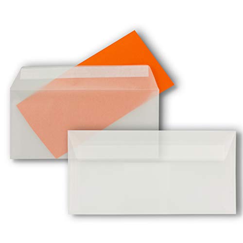 100x Brief-Umschläge DIN Lang - Transparent - 92 g/m² - 11 x 22 cm - Haftklebung mit Abziehstreifen - FarbenFroh by GUSTAV NEUSER von FarbenFroh by GUSTAV NEUSER