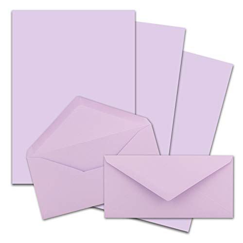 100x Briefpapier Set DIN A4 mit DIN Lang Briefumschlägen, Nassklebung - Flieder - mattes Schreibpapier mit Kuverts - FarbenFroh by GUSTAV NEUSER 100x Briefpapier Set DIN A4 mit DIN Lang Briefumschlägen, Nassklebung - Flieder - mattes Schreibpapier mit Kuverts - FarbenFroh by GUSTAV NEUSER von FarbenFroh by GUSTAV NEUSER