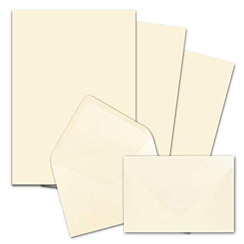 100x Briefpapier-Sets DIN A4 mit C6 Briefumschlägen, Nassklebung - Creme-Vanille - mattes Schreibpapier mit Kuverts - FarbenFroh by GUSTAV NEUSER von FarbenFroh by GUSTAV NEUSER