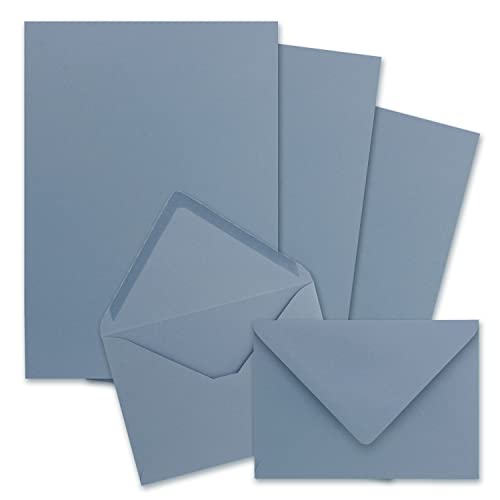 100x Briefpapier-Sets DIN A5 mit C6 Briefumschlägen - Graublau - Nassklebung (Blau) - mattes Schreibpapier mit Kuverts - FarbenFroh by GUSTAV NEUSER von FarbenFroh by GUSTAV NEUSER