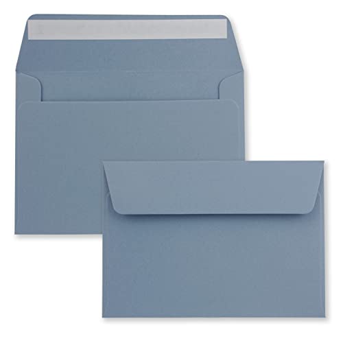 100x Briefumschläge Grau-Blau DIN C6 Format 11,4 x 16,2 cm - Haftklebung - Kuverts ohne Fenster - Weihnachten, Grußkarten & Einladungen - Für A6 & A4 Papier von FarbenFroh by GUSTAV NEUSER