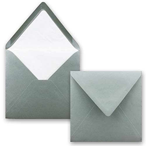 100x Briefumschläge Quadratisch 16 x 16 cm in Anthrazit (Grau) - Umschläge mit weißem Seidenfutter - Kuverts ohne Fenster & mit Nassklebung - Für Einladungskarten zu Hochzeit und Geburtstag von FarbenFroh by GUSTAV NEUSER