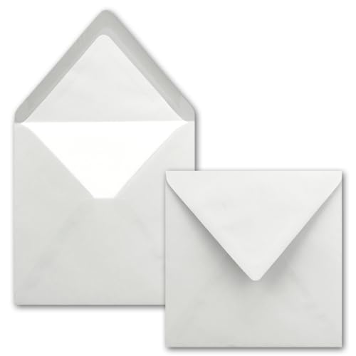100x Briefumschläge Quadratisch 16 x 16 cm in Hellgrau (Grau) - Umschläge mit weißem Seidenfutter - Kuverts ohne Fenster & mit Nassklebung - Für Einladungskarten zu Hochzeit und Geburtstag von FarbenFroh by GUSTAV NEUSER