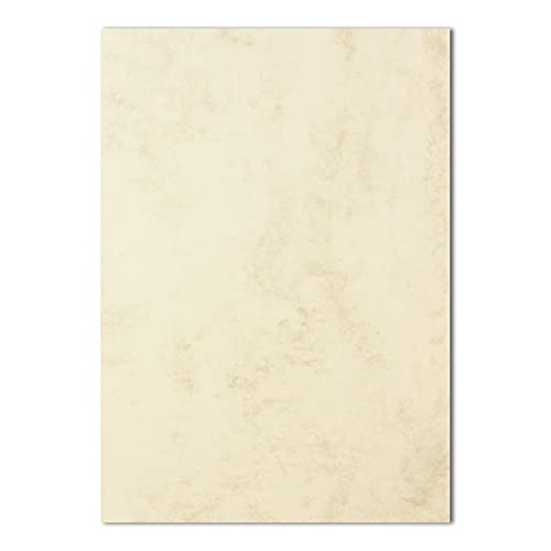 100x DIN A4 Papier - Marmoriert Chamois (Creme) - 90 g/m² - 21 x 29,7 cm - Briefpapier Bastelpapier Tonpapier Briefbogen - FarbenFroh by GUSTAV NEUSER von FarbenFroh by GUSTAV NEUSER