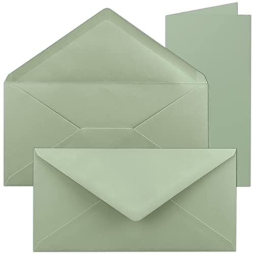 FarbenFroh by GUSTAV NEUSER 100x Faltkarten-Set mit Briefumschlägen in Eukalyptus (Grün) DIN Lang - Nassklebung - 21 x 10,5 cm von FarbenFroh by GUSTAV NEUSER