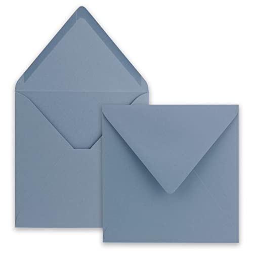 100x Quadratische Briefumschläge in Graublau (Blau) - 15,5 x 15,5 cm - ohne Fenster, mit Nassklebung - 110 g/m² - Für Einladungskarten zu Hochzeit, Geburtstag und mehr - Serie FarbenFroh von FarbenFroh by GUSTAV NEUSER